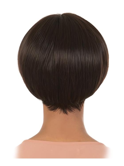 Glamorous Brown Straight Short Capless Human Hair Women African American Wigs