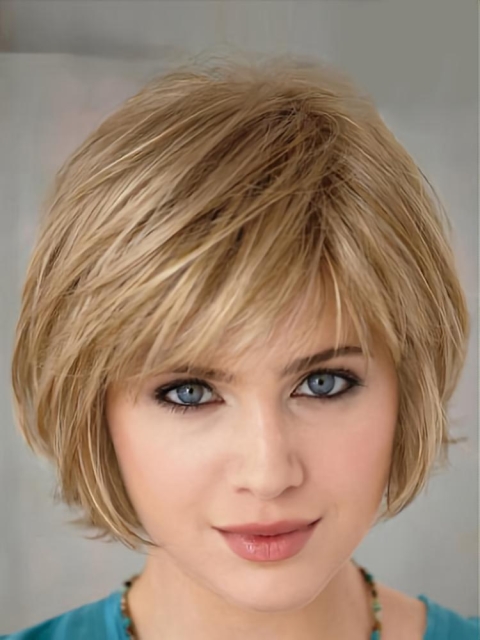 Stylish Blonde Straight Short Capless Synthetic Women Bob Wigs