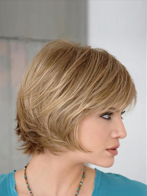 Stylish Blonde Straight Short Capless Synthetic Women Bob Wigs