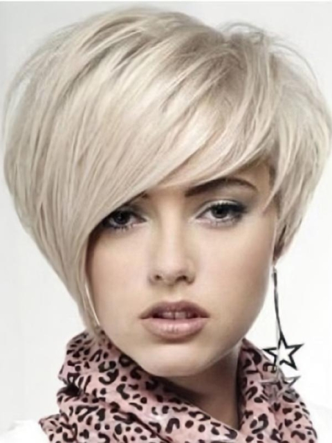 Blonde High Quality Boycuts Monofilament Human Hair Women Wigs For Cancer