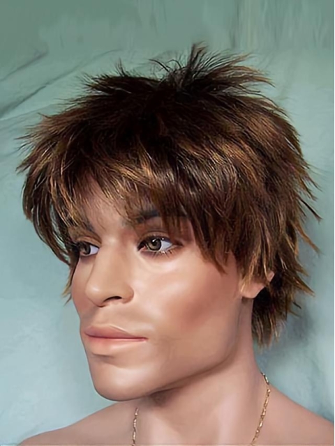 Cool Lace Front Straight Short Synthetic Men Wigs