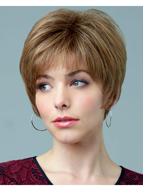 Easeful Auburn Boycuts Straight Short Capless Synthetic Women Wigs