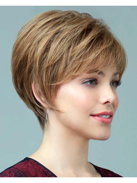 Easeful Auburn Boycuts Straight Short Capless Synthetic Women Wigs