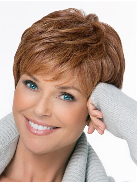 Brown Great Monofilament Straight Short Synthetic Women Wigs