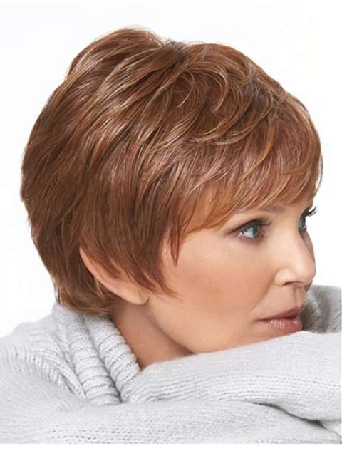 Brown Great Monofilament Straight Short Synthetic Women Wigs