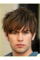 Durable Brown Straight Short Hand-Tied Human Hair Men Wigs