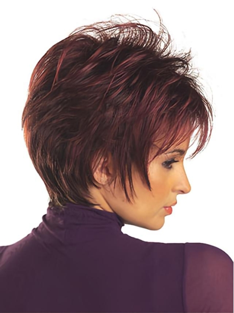 Soft Red Straight Short Capless Synthetic Women Wigs For Cancer