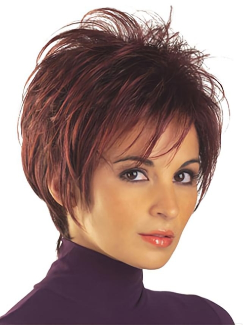 Soft Red Straight Short Capless Synthetic Women Wigs For Cancer