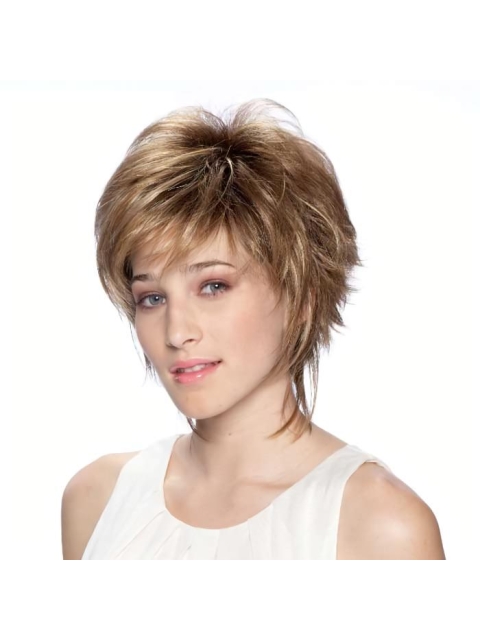 Blonde Pleasing Layered Straight Short Capless Synthetic Women Wigs