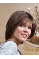 Impressive Brown Straight Short With Bangs Lace Synthetic Women Wigs