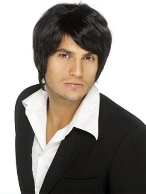 Comfortable Black Straight Short Capless Human Hair Men Wigs