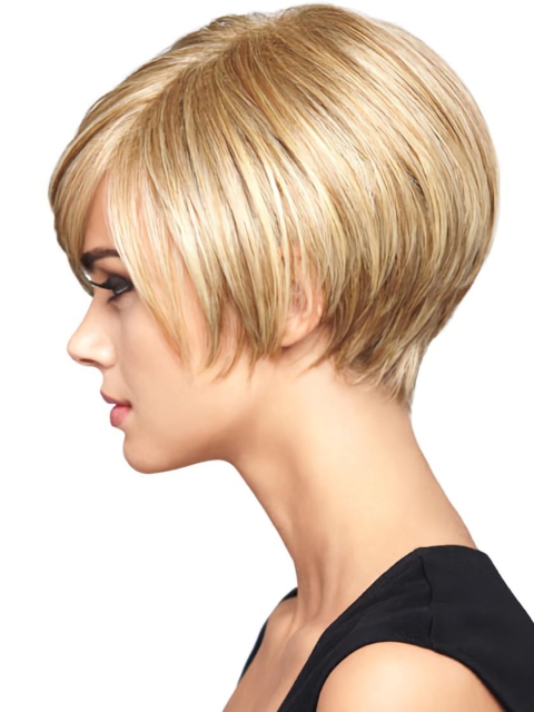 Impressive Blonde Straight Short Capless Synthetic Women Bob Wigs