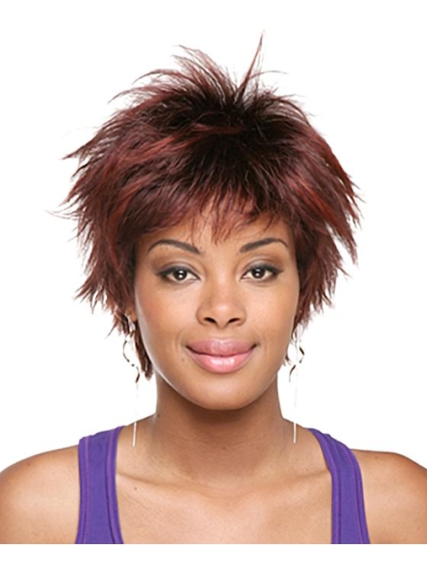 Tempting Red Straight Short Capless Synthetic African American Women Wigs