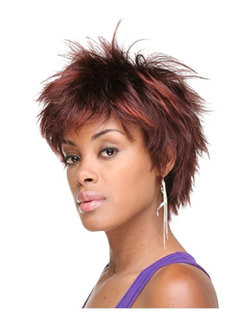 Tempting Red Straight Short Capless Synthetic African American Women Wigs