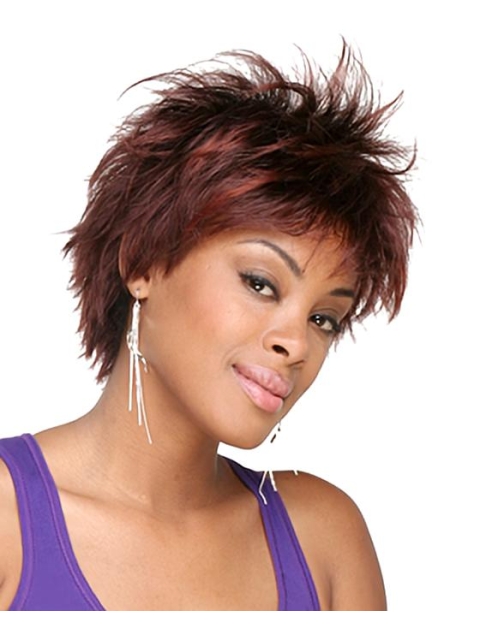 Tempting Red Straight Short Capless Synthetic African American Women Wigs