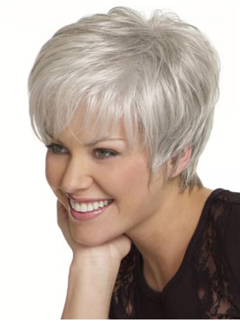 Sassy Straight Short Capless Synthetic Grey Women Wigs