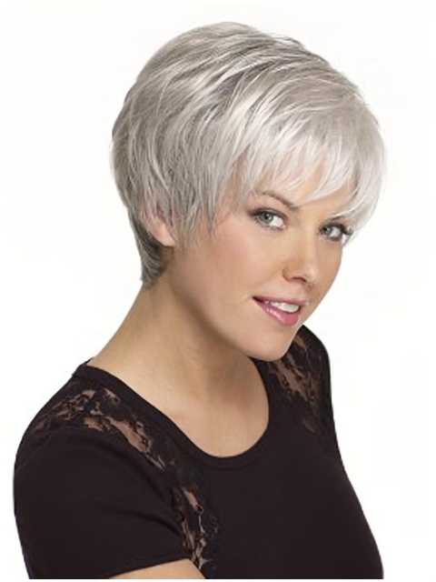 Sassy Straight Short Capless Synthetic Grey Women Wigs