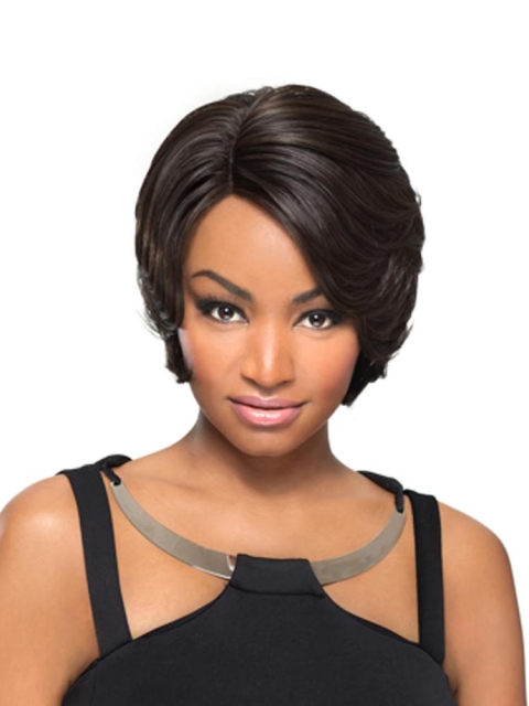 Durable Black Straight Short Without Bangs Capless Synthetic Women African American Wigs