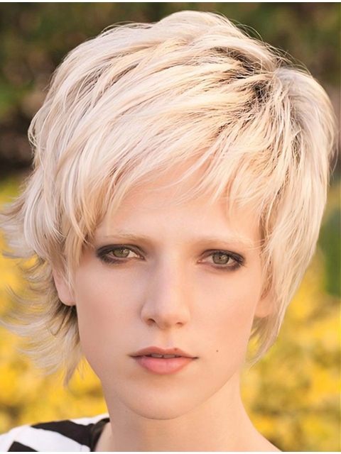 Blonde Straight  Short Capless Synthetic Kids Wigs