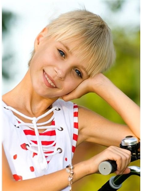 Unique Blonde Straight Short Lace Front Human Hair Kids Wigs