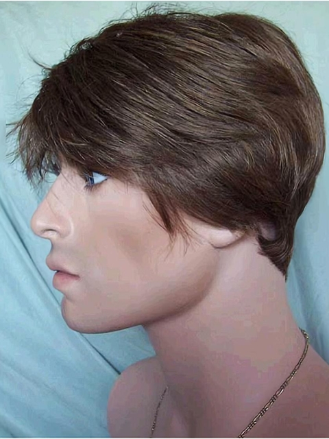 Cosy Brown Straight Short Capless Synthetic Men Wigs