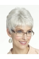 Cosy Straight Short Lace Front Synthetic Grey Women Wigs