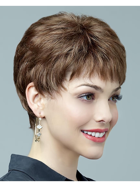 Cosy Straight Short Lace Front Synthetic Grey Women Wigs