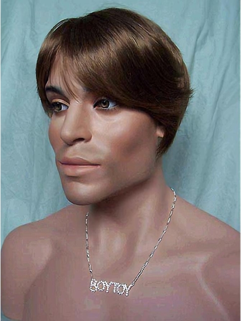 Brown Straight Short Capless Synthetic Polite Men Wigs