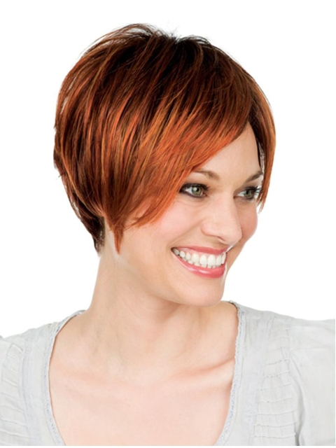 Auburn Straight Short Lace Front Remy Human Hair Gentle Women Wigs