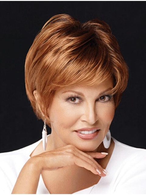 Comfortable Auburn Straight Short Layered Lace Front Synthetic Women Wigs