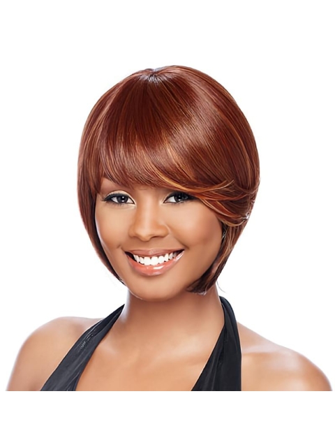 Gentle Auburn Straight Short Capless Synthetic African American Women Wigs