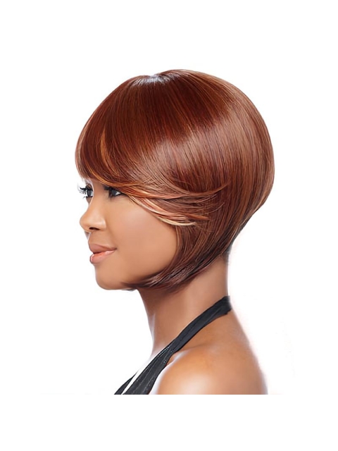 Gentle Auburn Straight Short Capless Synthetic African American Women Wigs