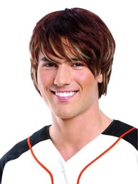 Fashion Auburn Straight Short Lace Front Human Hair Men Wigs