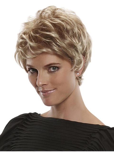 Trendy Blonde Straight Short Hand-tied Synthetic Women Wigs