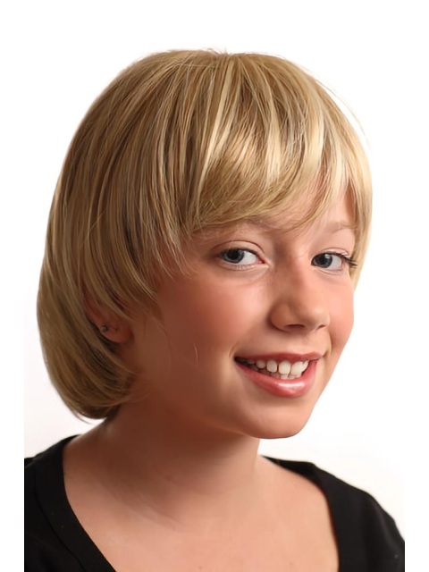 Discount Blonde Straight Short Capless Synthetic Kids Wigs