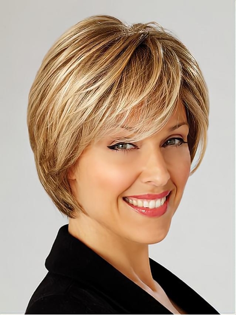 Synthetic Short Blonde Lace Front Cosy Synthetic Women Wigs For Cancer