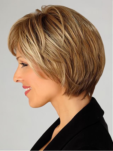 Synthetic Short Blonde Lace Front Cosy Synthetic Women Wigs For Cancer