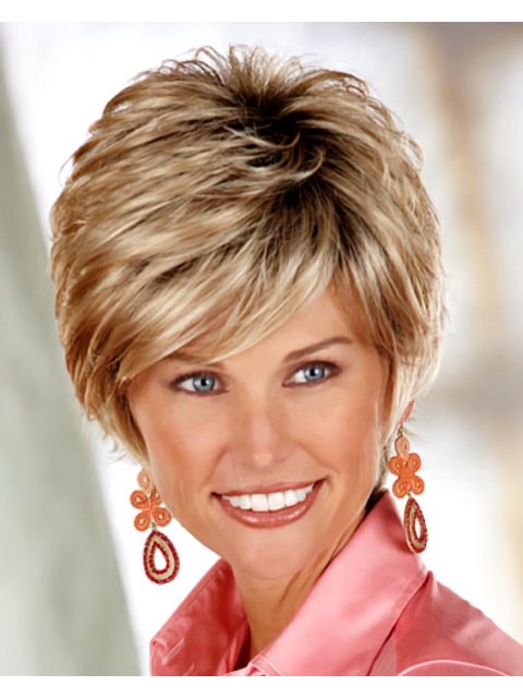 Blonde Wholesome Layered Straight Short Capless Synthetic Women Wigs