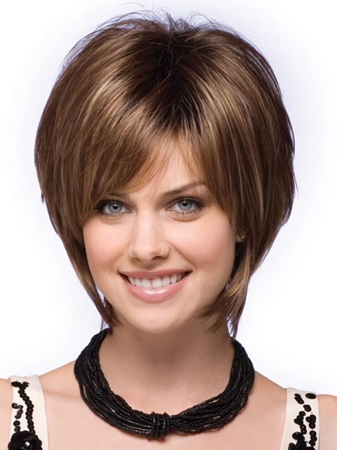 Comfortable Brown Straight Short Capless Synthetic Women Bob Wigs