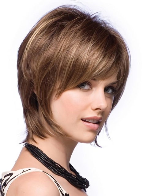 Comfortable Brown Straight Short Capless Synthetic Women Bob Wigs