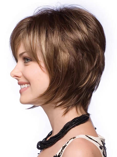 Comfortable Brown Straight Short Capless Synthetic Women Bob Wigs