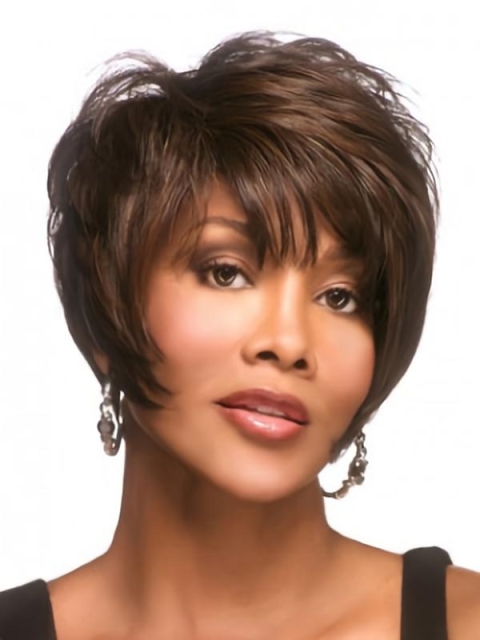 Brown Convenient Layered Straight Short Capless Synthetic Women Wigs