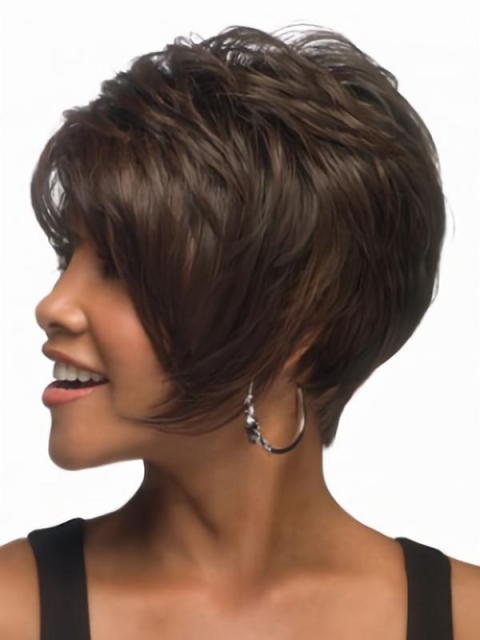 Brown Convenient Layered Straight Short Capless Synthetic Women Wigs