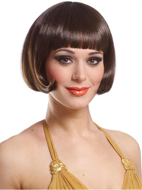 Fashionable Brown Straight Short Capless Synthetic Women Bob Wigs