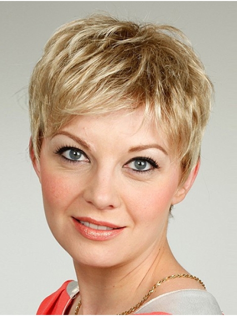 Short Wavy Capless Synthetic  Elderly Lady Wigs