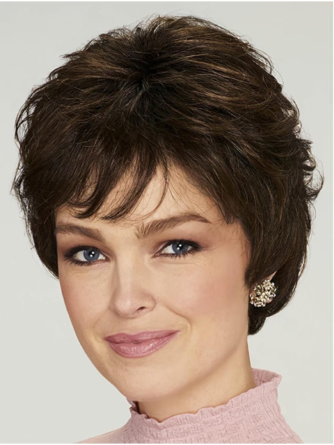 Short Black Wavy 8" Mono High Quality Classic Synthetic Women Wigs