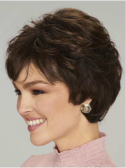 Short Black Wavy 8" Mono High Quality Classic Synthetic Women Wigs