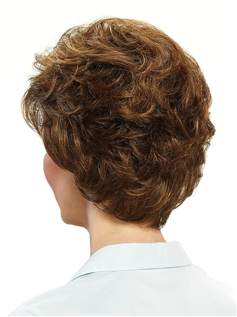 Short Brown Wavy 10" Capless Cheap Classic Synthetic Women Wigs