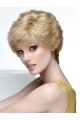 Wavy Short Blonde Monofilament 8" With Bangs Lace Synthetic Women Wig