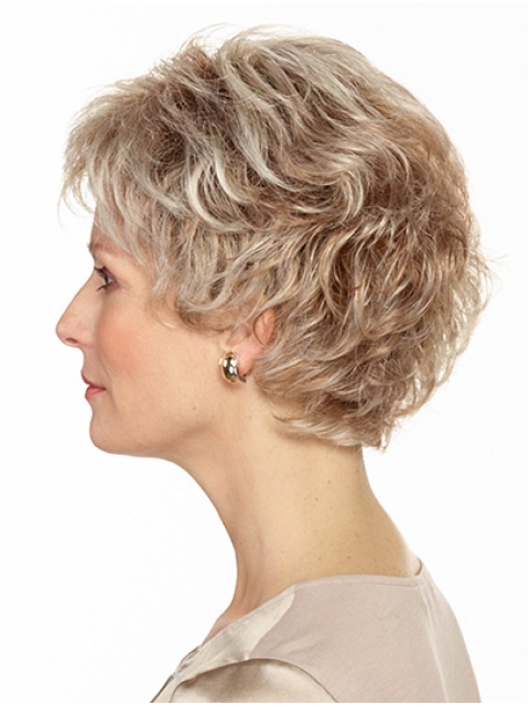 Grey Wavy Short Layered Fabulous Monofilament Synthetic Women Wigs